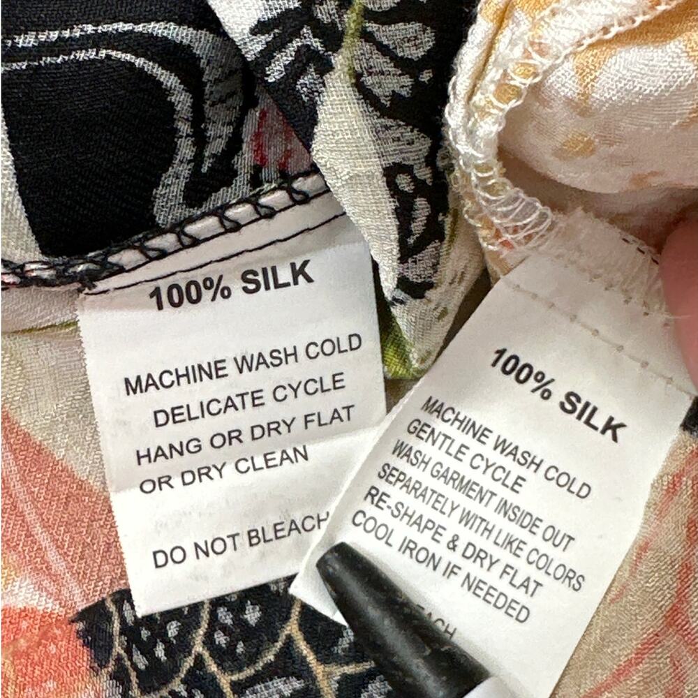 Vintage What if....?  Silk Sleeveless Tank Tops Lot of 2 Floral Tropical Fairy M - Picture 11 of 11